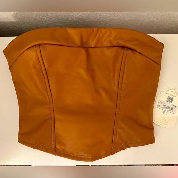 Altar'd State Tops - NWT Altar’d State Faux Leather Tube Top Tan Small